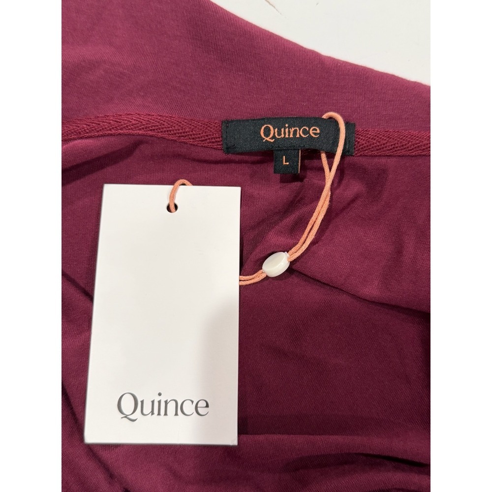 Quince Tencel Lyocell Jersey Wrap Midi Dress Burgundy Large SHWDC01 NWT - Picture 4 of 6